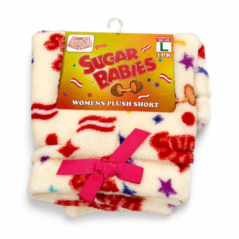 NWT Sugar Babies Candy multicoloured plush shorts Women Large L